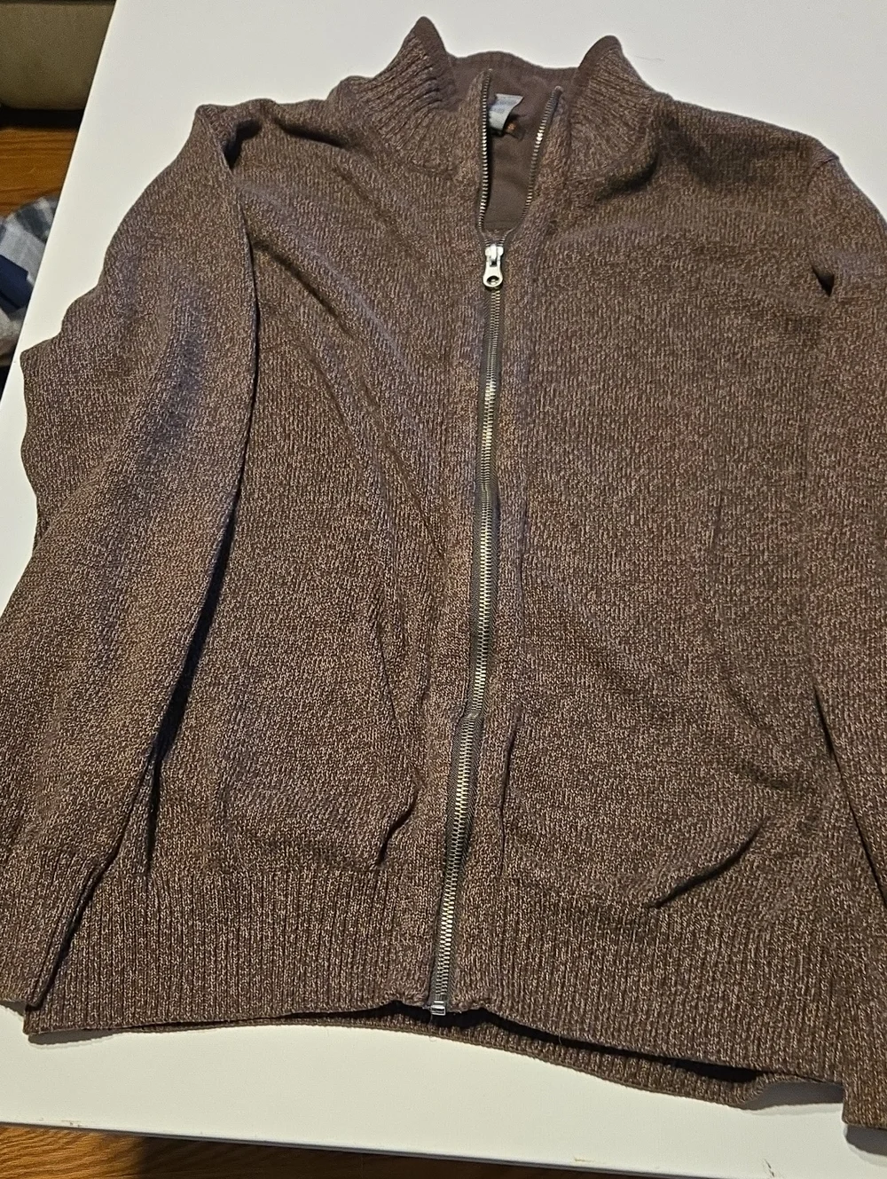 Dockers Men's Brown Zip-Up Knit Sweater